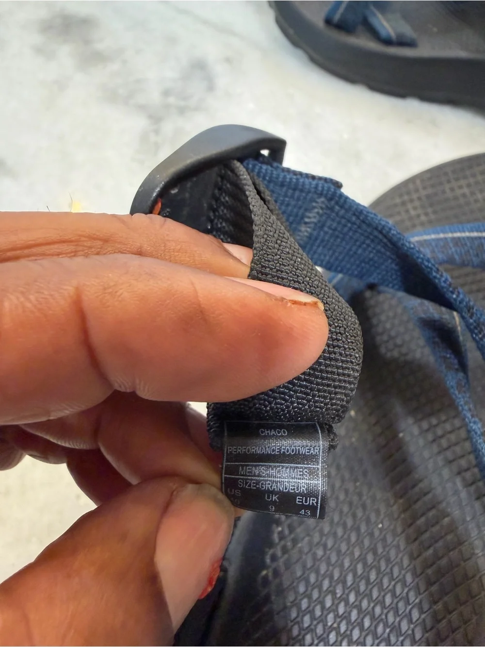Chaco Black and Navy Webbing Sandals